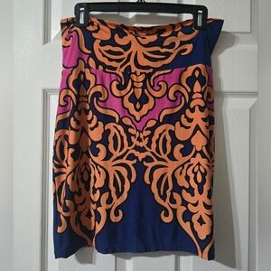 Analili Y2K Baroque Medallion Print Stretchy Mini Skirt, Made In USA, EUC!